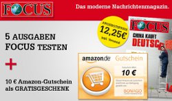 FOCUS 5 Ausgaben + 10 € Amazon-Gutschein